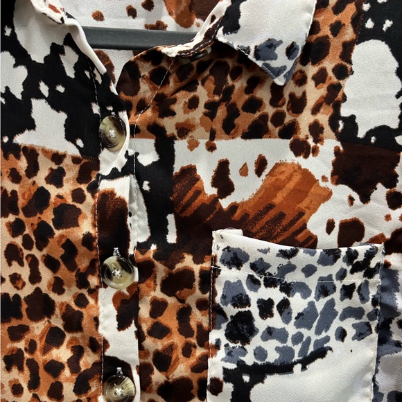 Leopard Print Button-Up Blouse - Picture 2 of 5